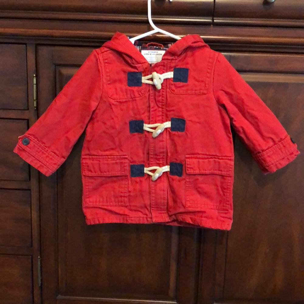 Janie and Jack 12-18 mo red pea coat